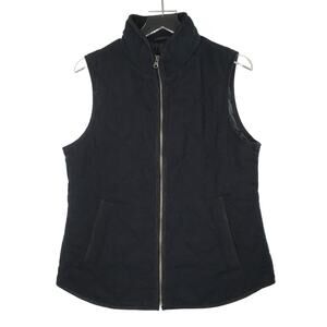 Haven Outerwear M NEW Womens Black Cotton Vest Full Zip Herringbone Texture